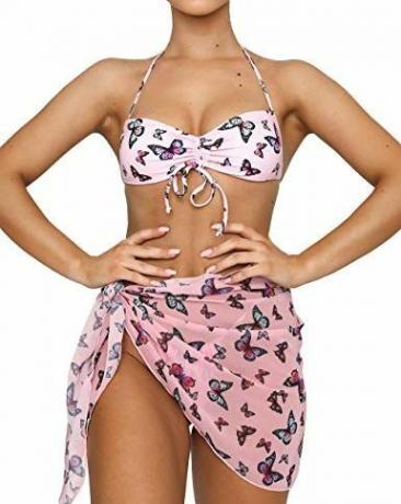 Ruched Butterfly Bikini Set Tredelt Sarong