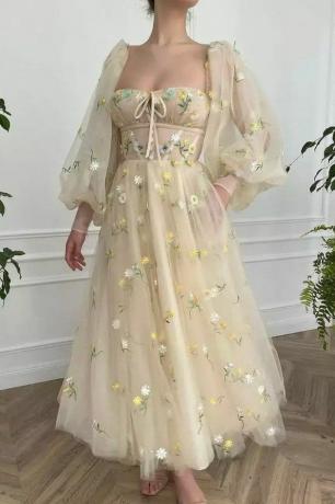 Robe Romantique de Conte de Fées Corset Jaune Pastel