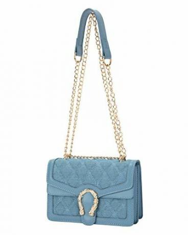 Borsa in denim con tracolla a catena 